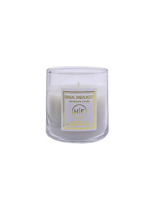 Αρωματικό Κερί σε Βάζο με Άρωμα Σανταλόξυλο Λευκό 140gr